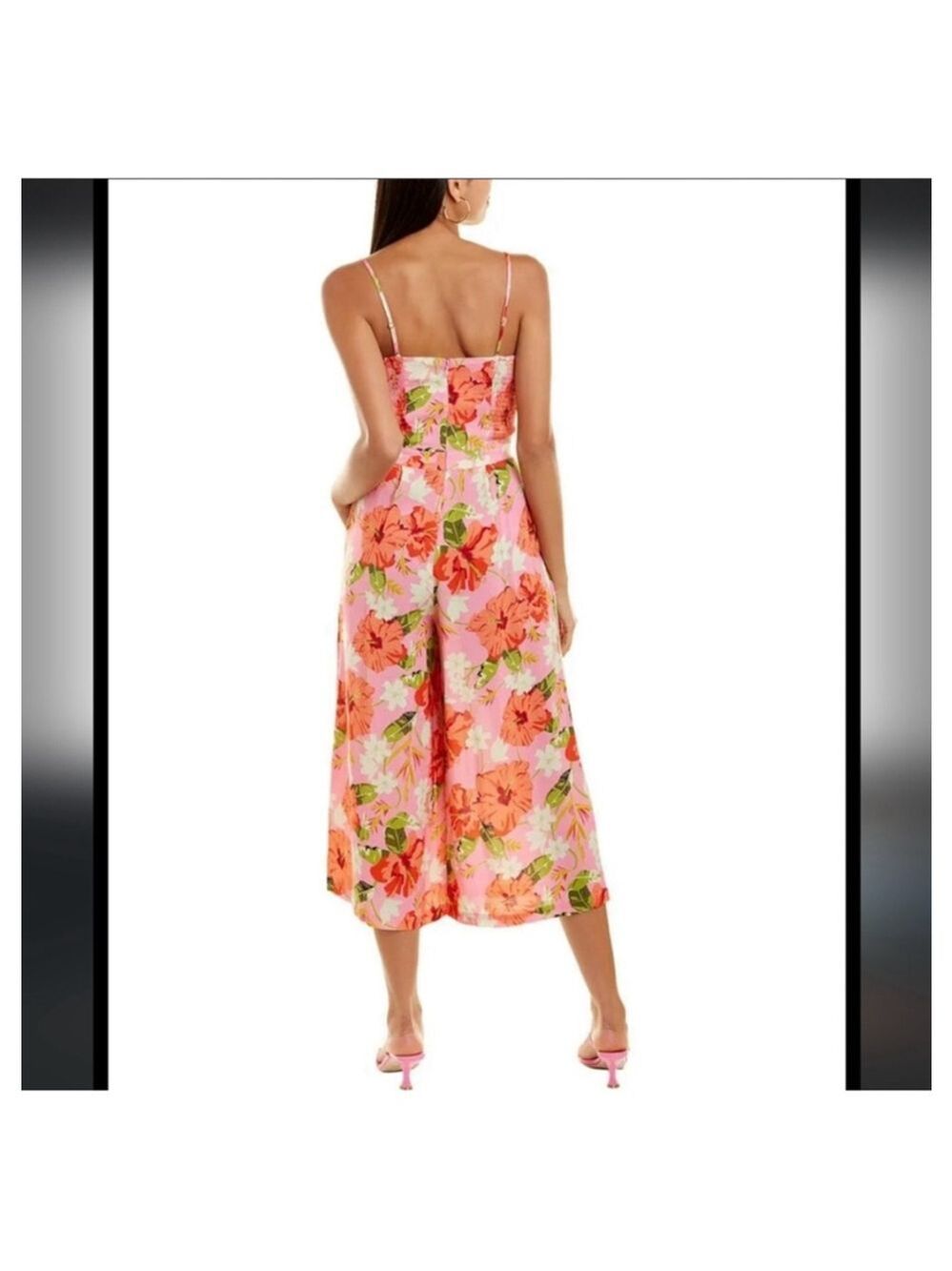 Yumi Kim Mai Tai Pink Floral Wide Leg Jumpsuit Rayon Size 12 - Picture 2 of 11